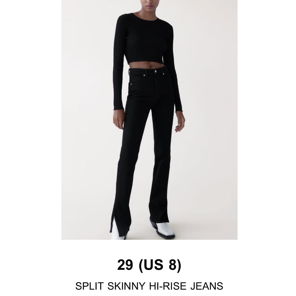 Black High Rise Split Skinny Jeans